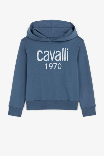 Roberto Cavalli Junior Babies' Embroidered-logo Hoodie In Blue