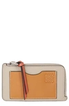 Loewe Anagram Bicolor Leather Card Holder In Light Caramel
