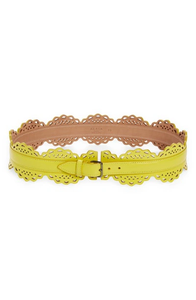 Alaïa Vienne Corset Leather Belt In Yellow