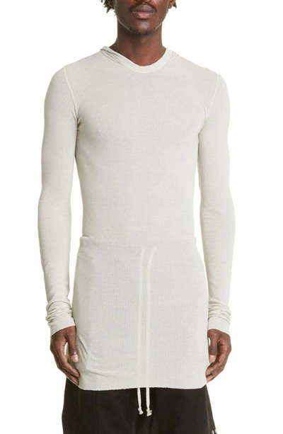 Rick Owens Rib Hooded T-shirt In White