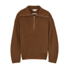 Vince Brown Half-zip Wool-blend Jumper In Brown