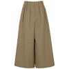 MONCLER BROWN HOUNDSTOOTH WOOL-BLEND CROPPED TROUSERS