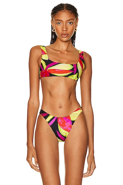 Louisa Ballou Scoop Bikini Top In Black,multi