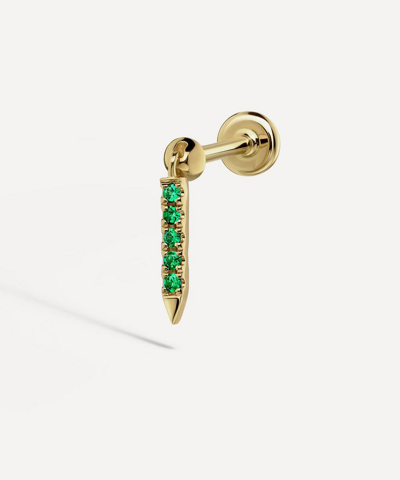 Maria Tash 18ct Gold 7mm Emerald Eternity Bar Charm Single Threaded Stud Earring