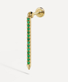 Maria Tash 18ct Gold 18mm Emerald Eternity Bar Charm Single Threaded Stud Earring In Gold