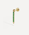 Maria Tash 18ct Gold 11mm Emerald Eternity Bar Charm Single Threaded Stud Earring In Gold