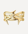 SHAUN LEANE GOLD PLATED VERMEIL SILVER ROSE THORN TRIPLE BAND RING