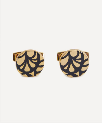 Simon Carter Hibiscus Gold-plated Enamel Cufflinks