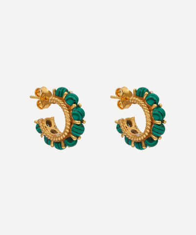 Shyla 22ct Gold-plated Rosalia Malachite Hoop Earrings In Green
