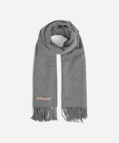 Acne Studios Oversized Fringed Wool Scarf In Grey Melange