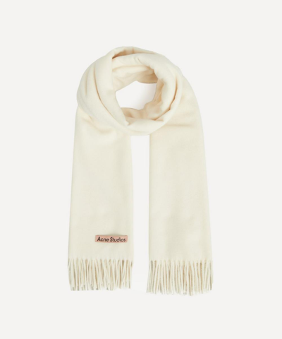 Acne Studios Oversized Fringed Wool Scarf In Warm White