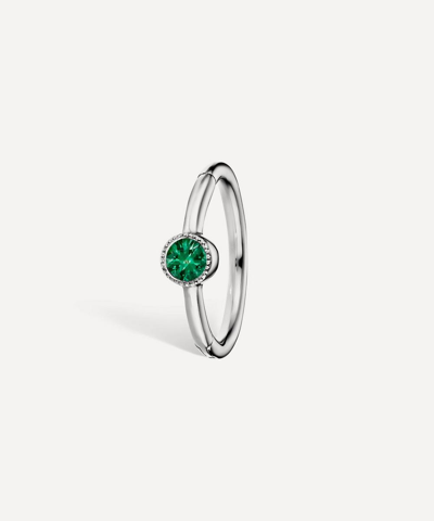Maria Tash 18ct White Gold 8mm Scalloped Emerald Single Hoop Earring