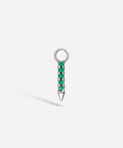Maria Tash 18ct White Gold 7mm Double Sided Diamond And Emerald Eternity Bar Charm
