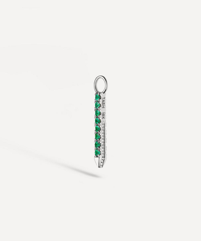 Maria Tash 18ct White Gold 11mm Double Sided Diamond And Emerald Eternity Bar Charm