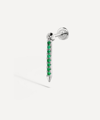 Maria Tash 18ct White Gold 11mm Emerald Eternity Bar Charm Single Threaded Stud Earring In White Gold
