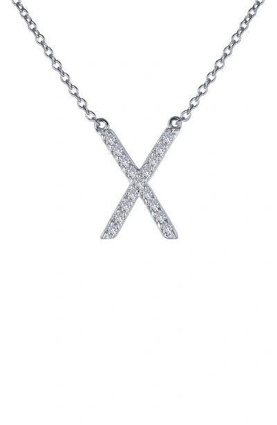 Lafonn Platinum Bonded Sterling Silver Pavé Simulated Diamond X Pendant Necklace In White