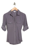 James Perse Contrast Ribbed Surplus Shirt In North