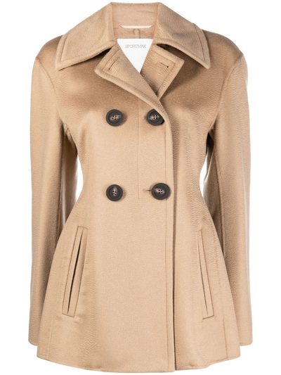 Sportmax Rosano Peacoat In Sable Cashmere In Brown