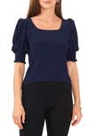 Chaus Square Neck Smocked Sleeve Blouse In Navy