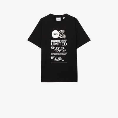 Burberry Kids' Black Montage Print Cotton T-shirt In Nero