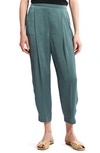 Theory Carrot Crushed Satin Crop Trousers In Blue