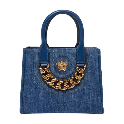 Versace Le Medusa Bag In Navy Blue  Gold