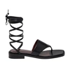 Staud Alexandre Leather Lace-up Thong Sandals In Black