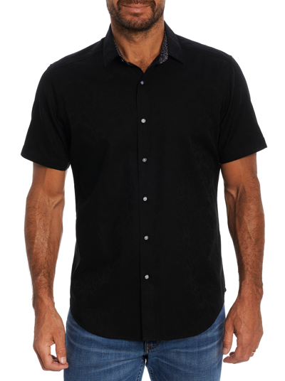 Robert Graham Highland Short Sleeve Button Down Shirt Tall In Black