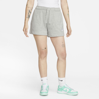 Nike Women's  Sportswear Club Fleece Mid-rise Shorts In Dk Grey Heather,white