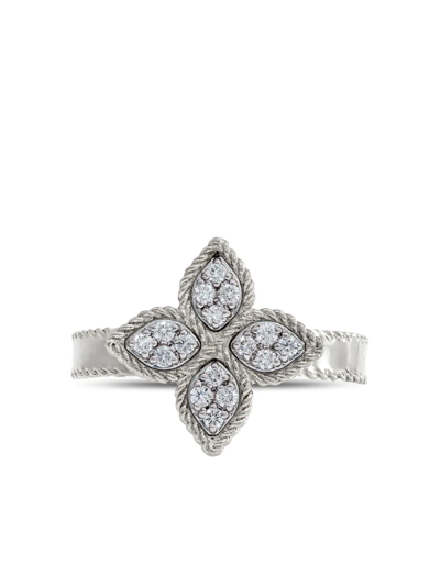 Roberto Coin 18kt White Gold Princess Flower Diamond Ring In Silber