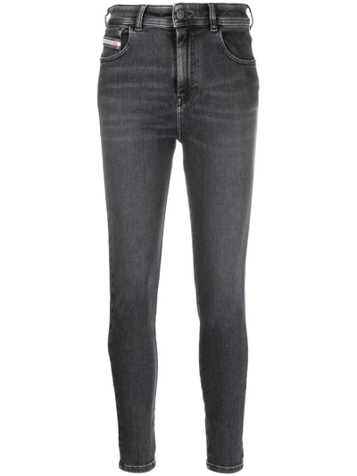 Diesel Regular Waist Super Skinny Fit Slandy Jeans 12cm In Black