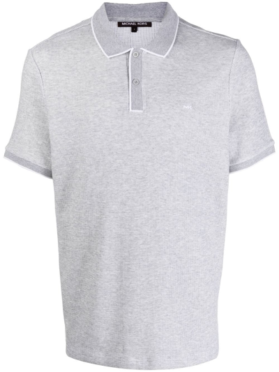 Michael Kors Contrast-trimmed Polo Shirt In Heather Gray