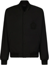 Dolce & Gabbana Solid Color Bomber Jacket With Embroidered Logo In Black