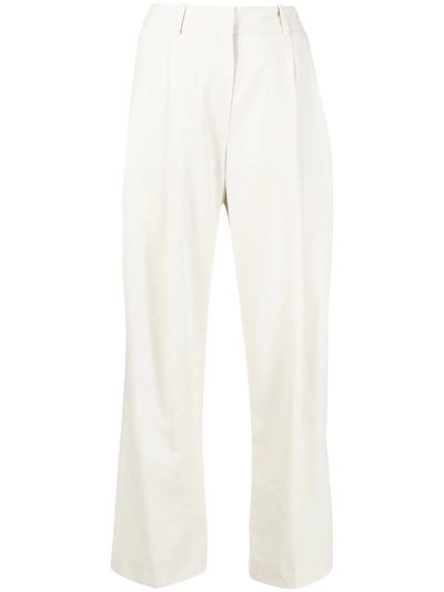 Low Classic Wide-leg Pleat-detail Trousers In Braun