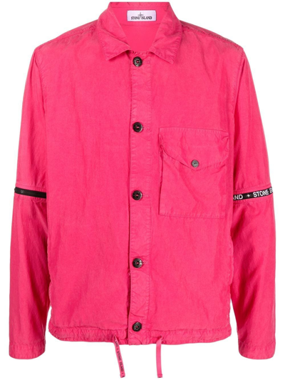Stone Island Detachable-sleeves Overshirt In Purple