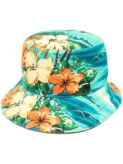 Gucci Graphic-print Bucket Hat In Blau