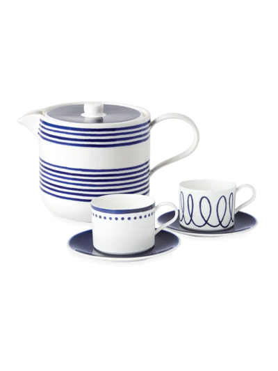 Kate Spade Charlotte St. 5-piece Tea Set In Blue And White