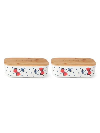 Kate Spade Vintage Cherry Dot 2-piece Covered Container Set