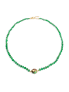 Andrea Fohrman Women's Mini Galaxy 14k Yellow Gold, Mother-of-pearl, Diamond & Emerald Beaded Necklace In Green