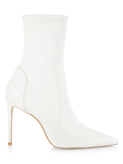 Stuart Weitzman Stuart Stretch Leather Stiletto Booties In White