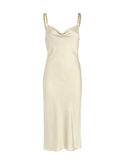 L Agence Women's Amina Satin & Chain-link Midi-dress In Ivory