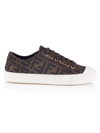 Fendi Ff Jacquard Low-top Sneakers In Tobacco,black