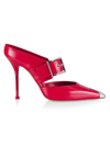 Alexander Mcqueen Leather Buckle Point-toe Mules In Red