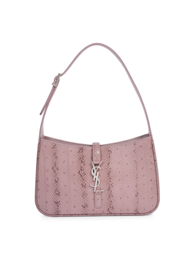 Saint Laurent Le 5 A 7 Ysl Snakeskin Shoulder Bag In 6068rose