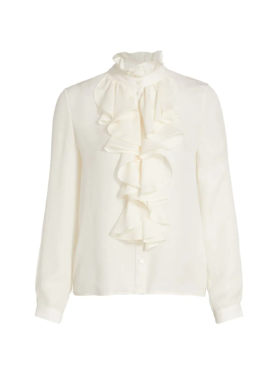 Nili Lotan Lily Ruffle-embellished Silk Blouse In Ivory
