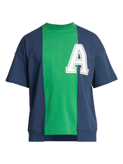 Ambush Varsity Two-tone T-shirt In China Blue Off White