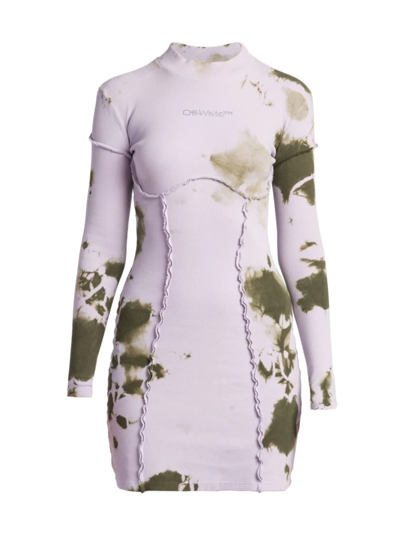 Off-white Women's Tie-dyed & Bling Logo Minidress In Military Lilac