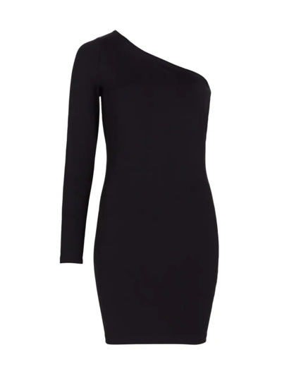Susana Monaco Asymmetric Ruched Side-tie Mini Dress In Black