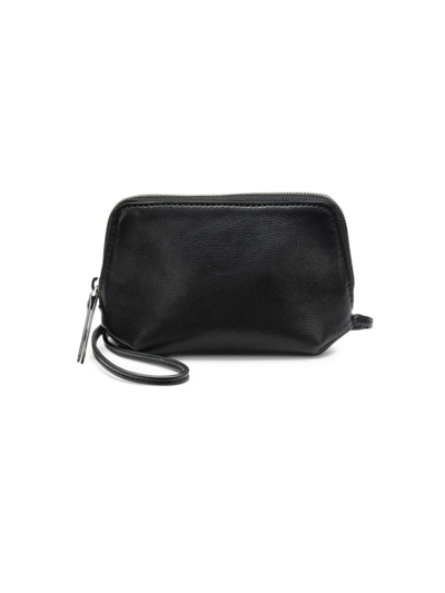 The Row Owen Leather Wristlet Pouch In Black