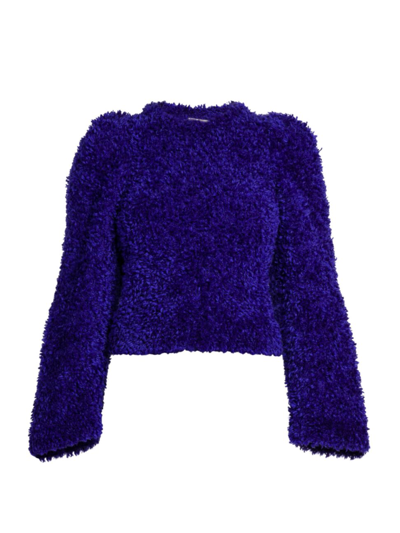 Stella Mccartney Furry Textured Knit Cropped Jumper Sweater In Violet